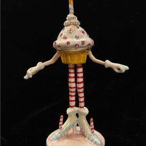 Whimsical Cupcake Trinket Box with Striped Legs